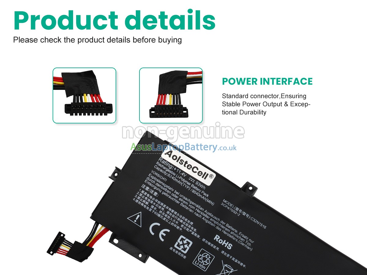 replacement Asus Rog G701VIK-77D08SB2 battery